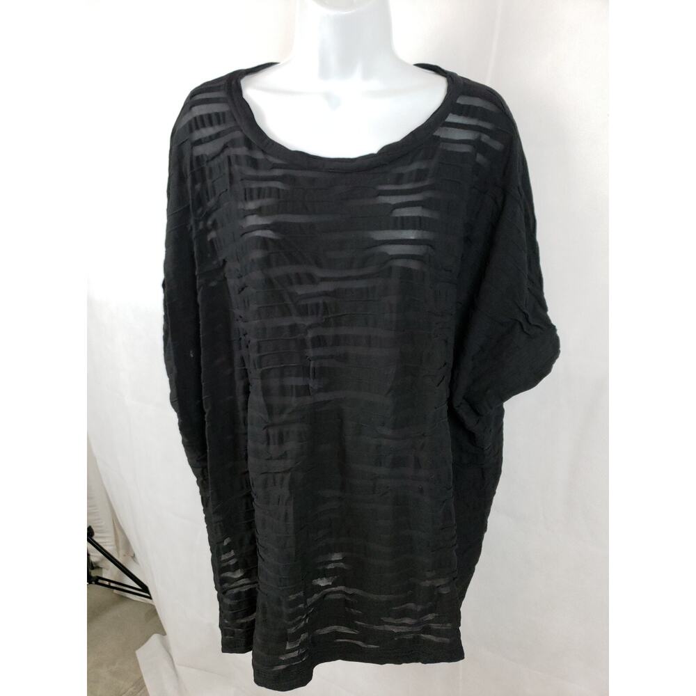 OSKA Shirt Naryana Black‎ Women's Top Size 2 Short sleeve Sheer Viscose blend